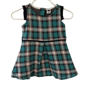 Janie and Jack Plaid Dress in Teal and Black